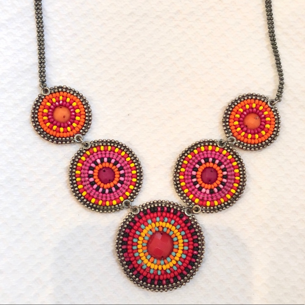 Pink beaded statement necklace